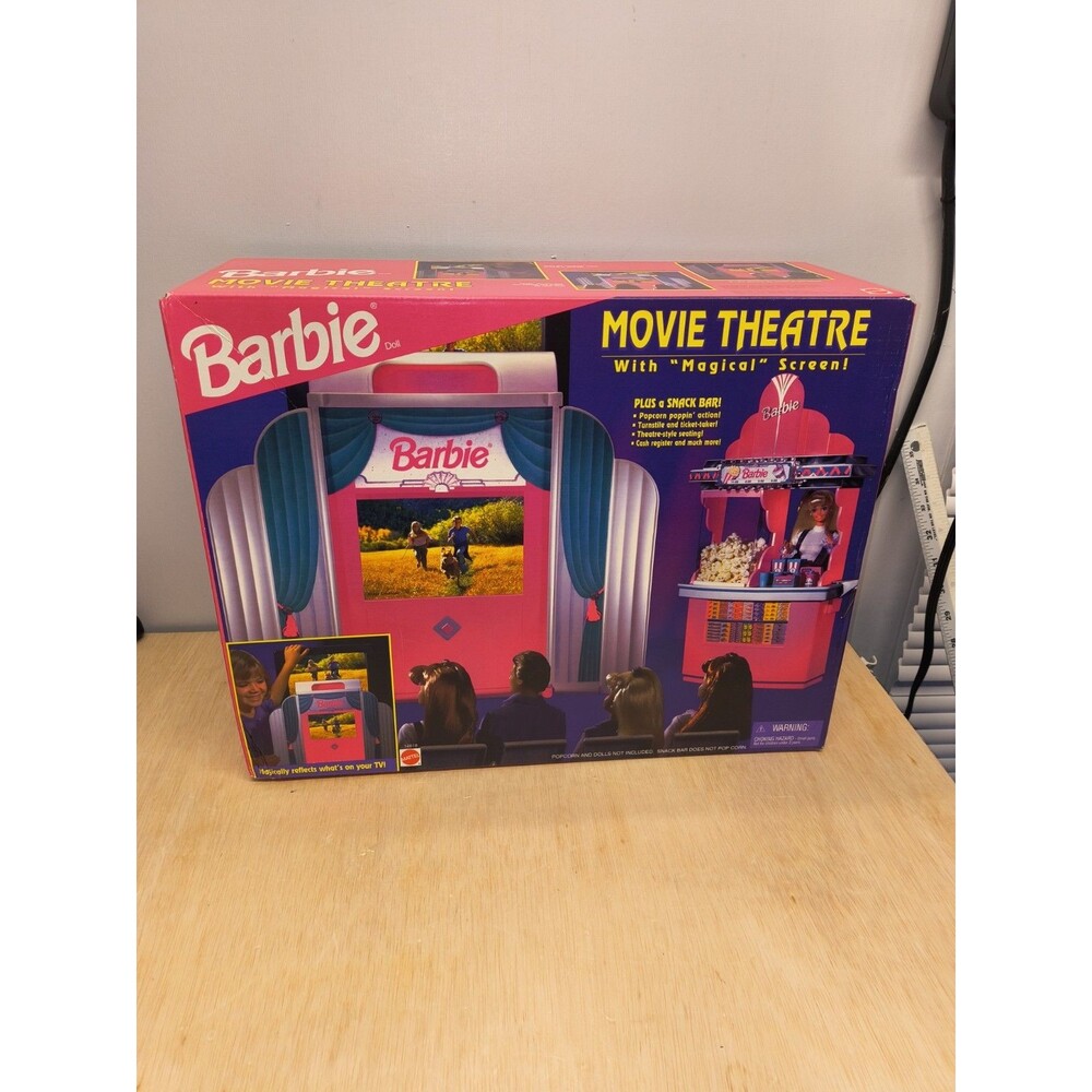 Vintage NOS Barbie Doll Movie Theater PlaySet With Snack Bar 1995 Mattel